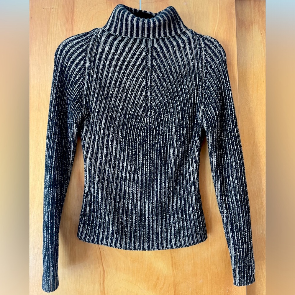 Vintage 525 America striped black and tan Collared Sweater - size Medium